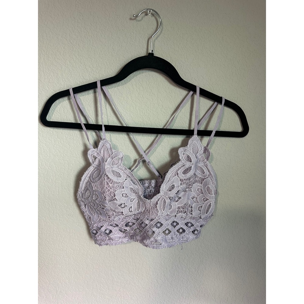 Tillys Lace Bralette Womens Medium Lavender Floral Multi-Strap Boho Festival